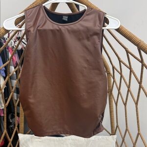 Brown faux leather Sleeveless Women's Top
